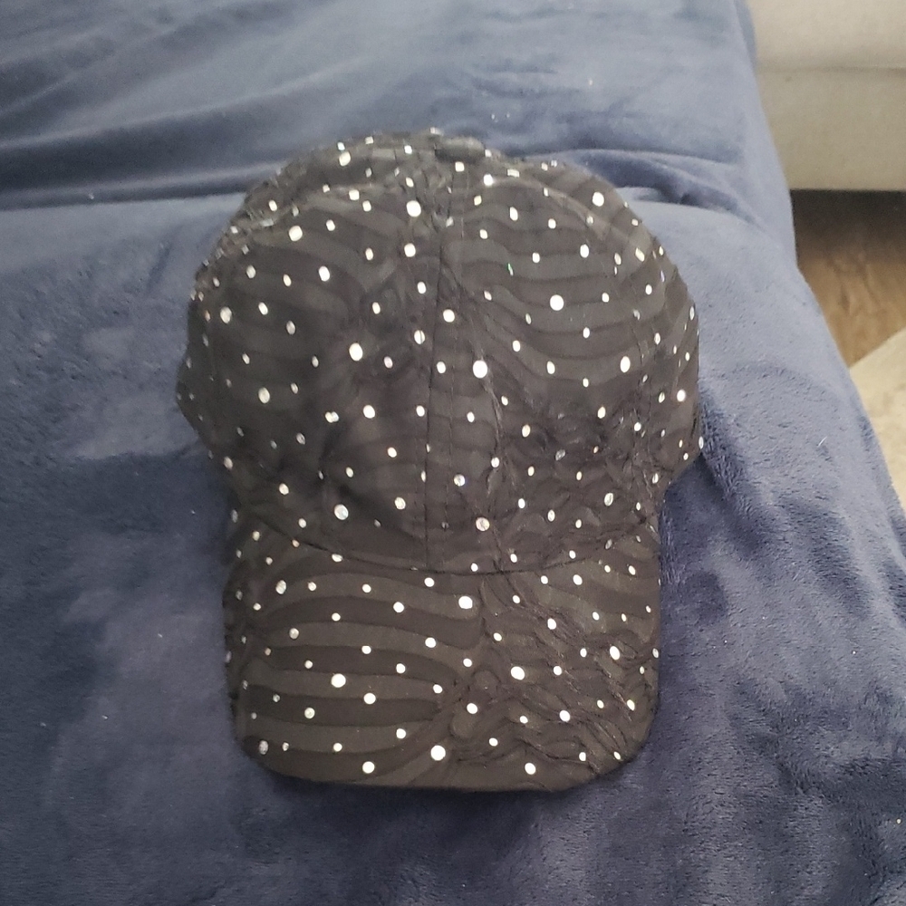 Black Rhinestone-Studded Cap